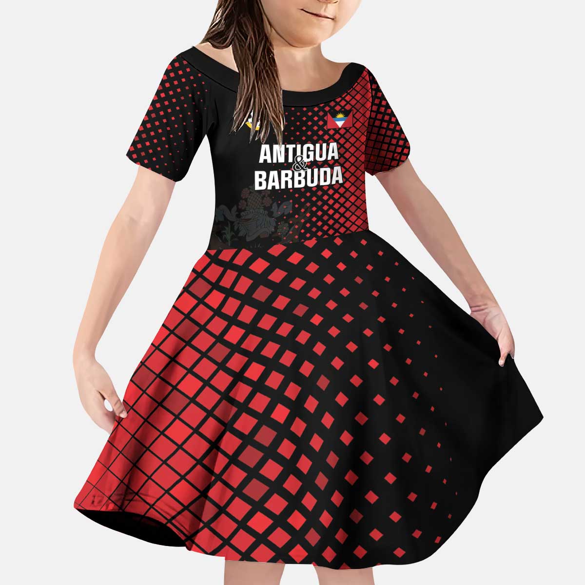 Custom Football Antigua and Barbuda Kid Short Sleeve Dress The Benna Boys Go Champions
