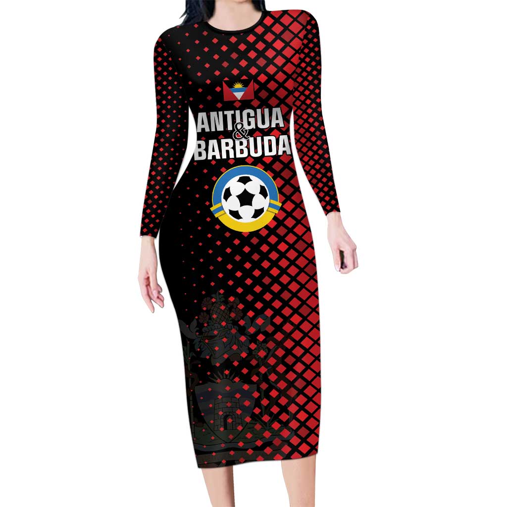 Custom Football Antigua and Barbuda Long Sleeve Bodycon Dress The Benna Boys Go Champions