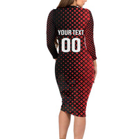 Custom Football Antigua and Barbuda Long Sleeve Bodycon Dress The Benna Boys Go Champions