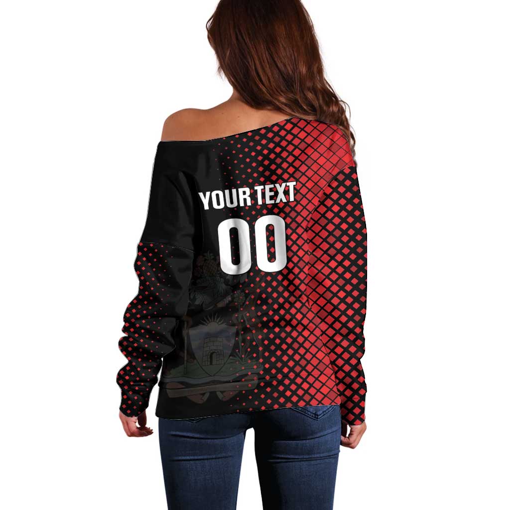 Custom Football Antigua and Barbuda Off Shoulder Sweater The Benna Boys Go Champions