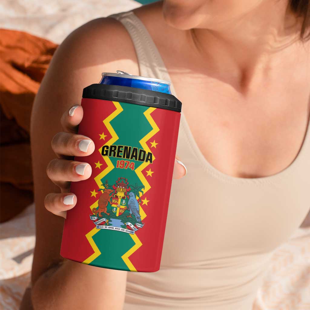 Personalized Grenada 1974 4 in 1 Can Cooler Tumbler Proud To Be Grenadian