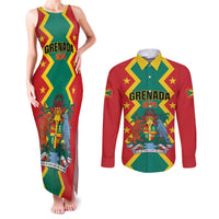Personalized Grenada 1974 Couples Matching Tank Maxi Dress and Long Sleeve Button Shirt Proud To Be Grenadian