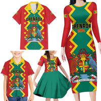 Personalized Grenada 1974 Family Matching Long Sleeve Bodycon Dress and Hawaiian Shirt Proud To Be Grenadian