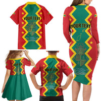 Personalized Grenada 1974 Family Matching Long Sleeve Bodycon Dress and Hawaiian Shirt Proud To Be Grenadian