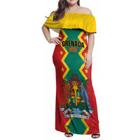 Personalized Grenada 1974 Family Matching Off Shoulder Maxi Dress and Hawaiian Shirt Proud To Be Grenadian