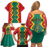 Personalized Grenada 1974 Family Matching Off Shoulder Short Dress and Hawaiian Shirt Proud To Be Grenadian