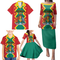 Personalized Grenada 1974 Family Matching Puletasi and Hawaiian Shirt Proud To Be Grenadian