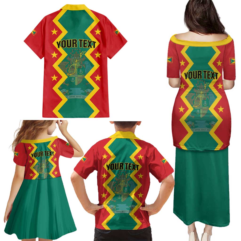 Personalized Grenada 1974 Family Matching Puletasi and Hawaiian Shirt Proud To Be Grenadian