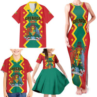 Personalized Grenada 1974 Family Matching Tank Maxi Dress and Hawaiian Shirt Proud To Be Grenadian