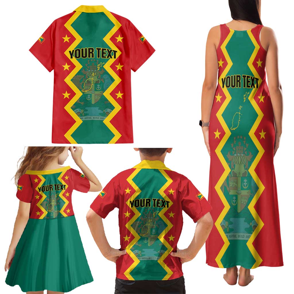 Personalized Grenada 1974 Family Matching Tank Maxi Dress and Hawaiian Shirt Proud To Be Grenadian