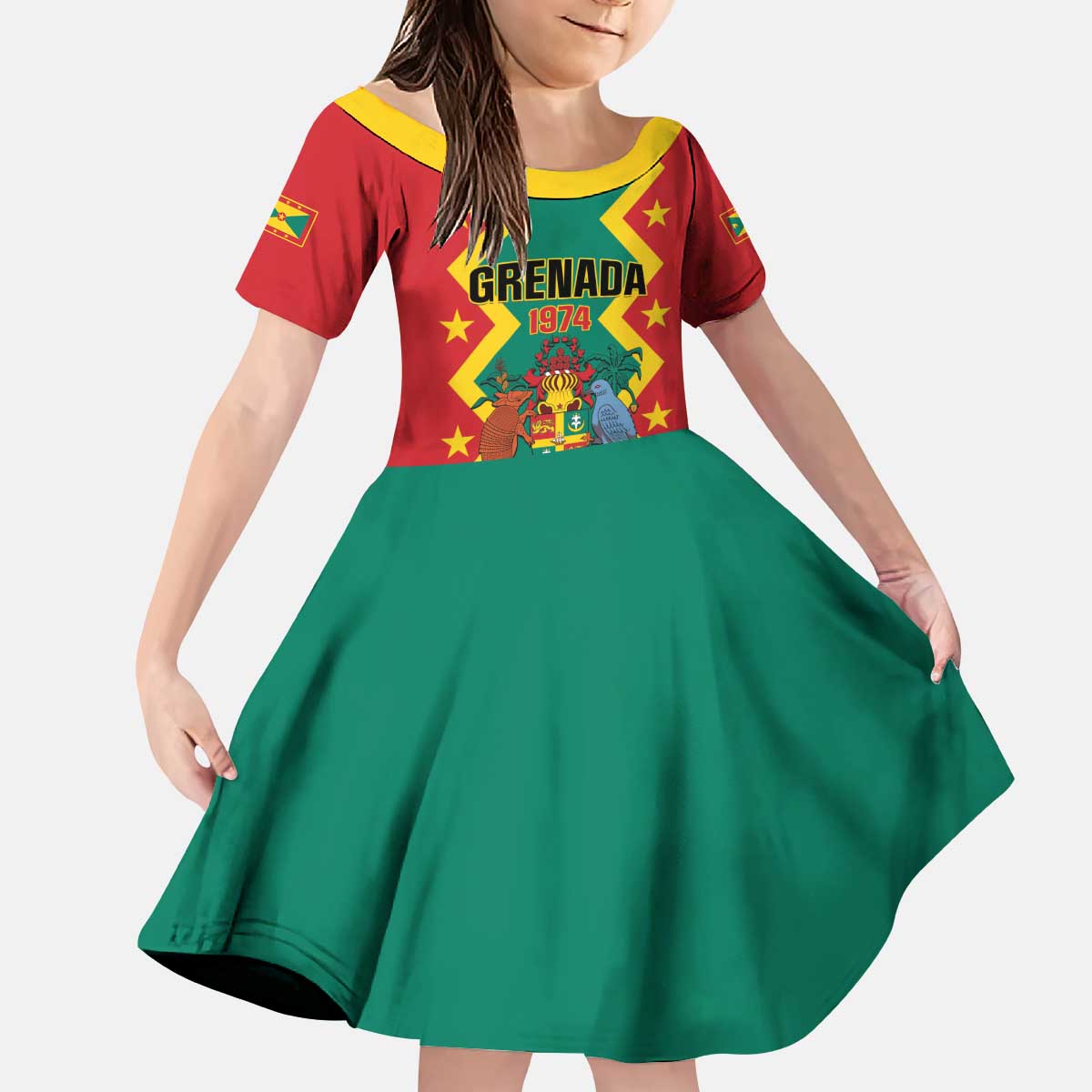 Personalized Grenada 1974 Kid Short Sleeve Dress Proud To Be Grenadian