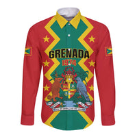 Personalized Grenada 1974 Long Sleeve Button Shirt Proud To Be Grenadian