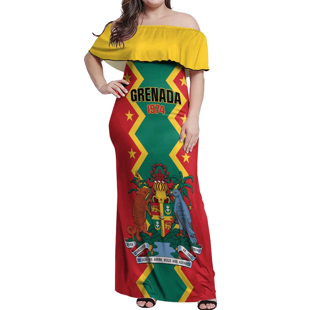 Personalized Grenada 1974 Off Shoulder Maxi Dress Proud To Be Grenadian