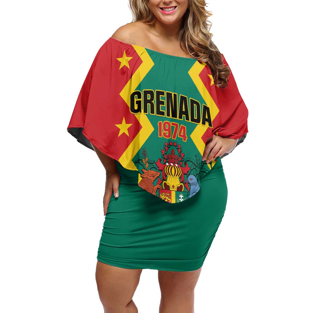Personalized Grenada 1974 Off Shoulder Short Dress Proud To Be Grenadian