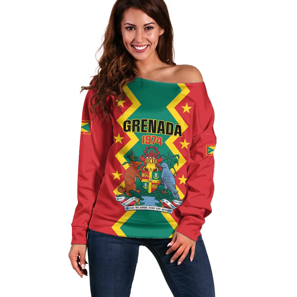 Personalized Grenada 1974 Off Shoulder Sweater Proud To Be Grenadian