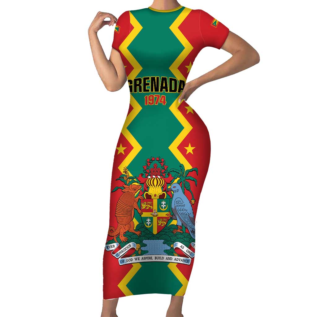 Personalized Grenada 1974 Short Sleeve Bodycon Dress Proud To Be Grenadian
