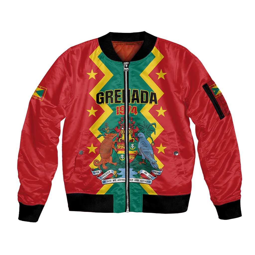 Personalized Grenada 1974 Sleeve Zip Bomber Jacket Proud To Be Grenadian