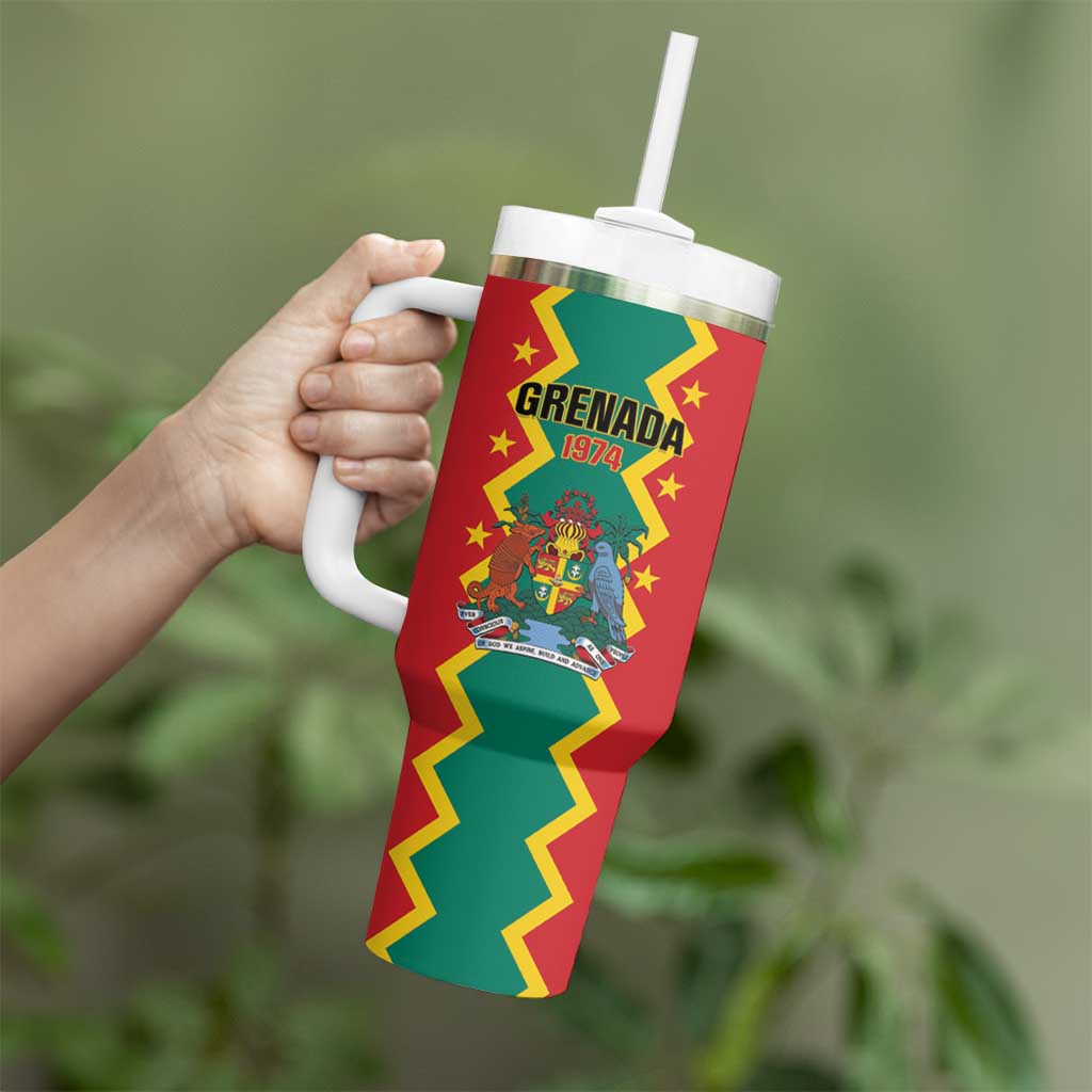 Personalized Grenada 1974 Tumbler With Handle Proud To Be Grenadian
