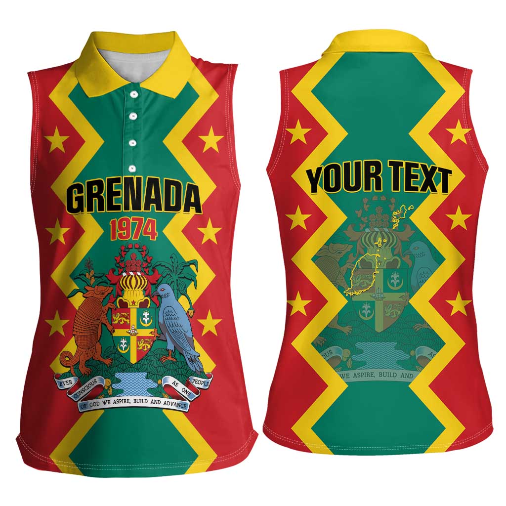 Personalized Grenada 1974 Women Sleeveless Polo Shirt Proud To Be Grenadian