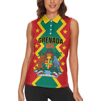 Personalized Grenada 1974 Women Sleeveless Polo Shirt Proud To Be Grenadian