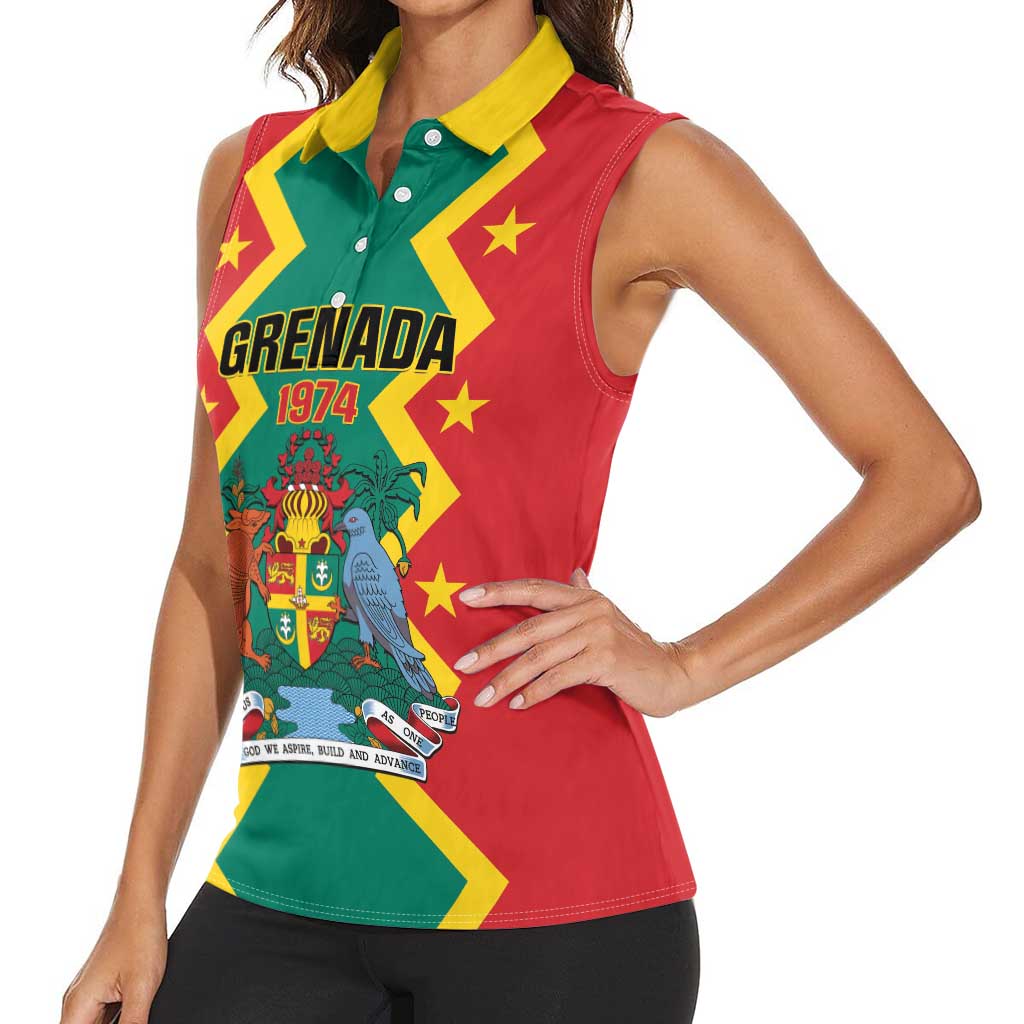Personalized Grenada 1974 Women Sleeveless Polo Shirt Proud To Be Grenadian