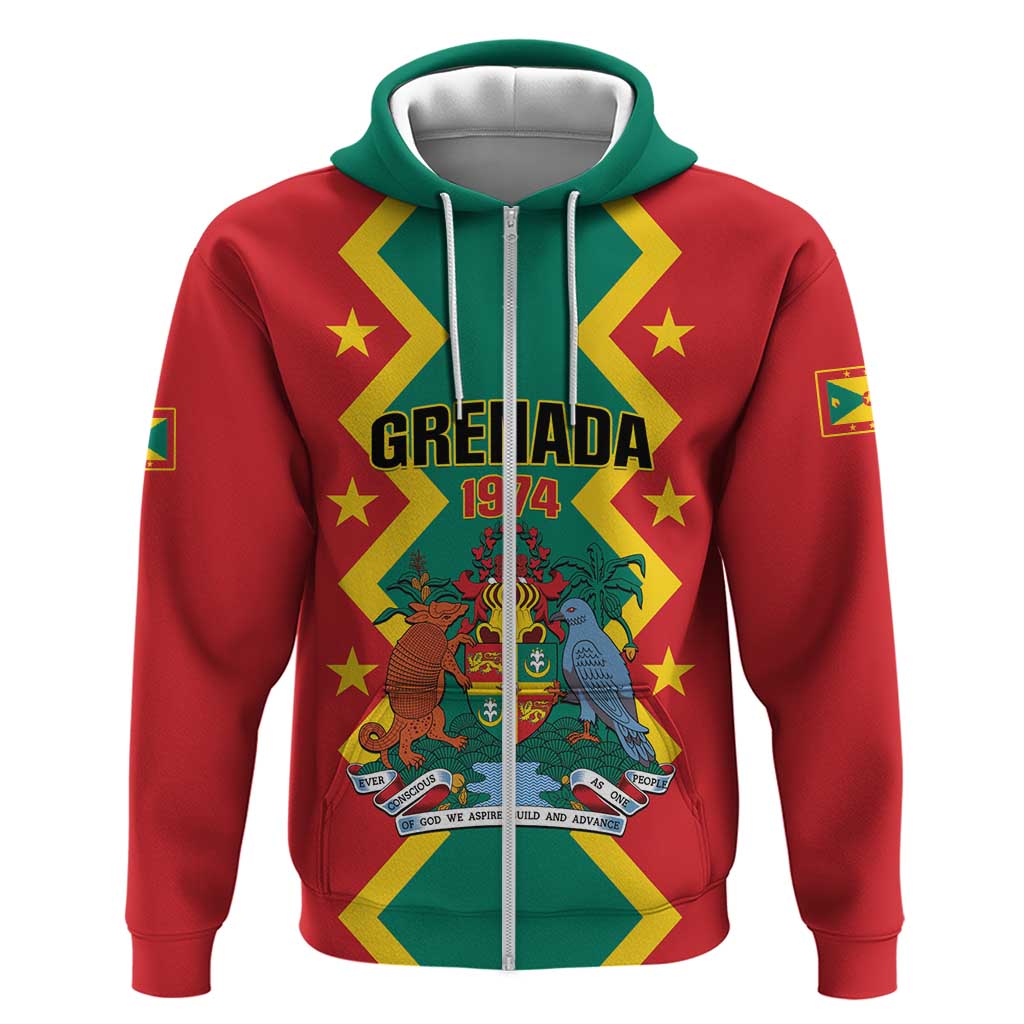 Personalized Grenada 1974 Zip Hoodie Proud To Be Grenadian
