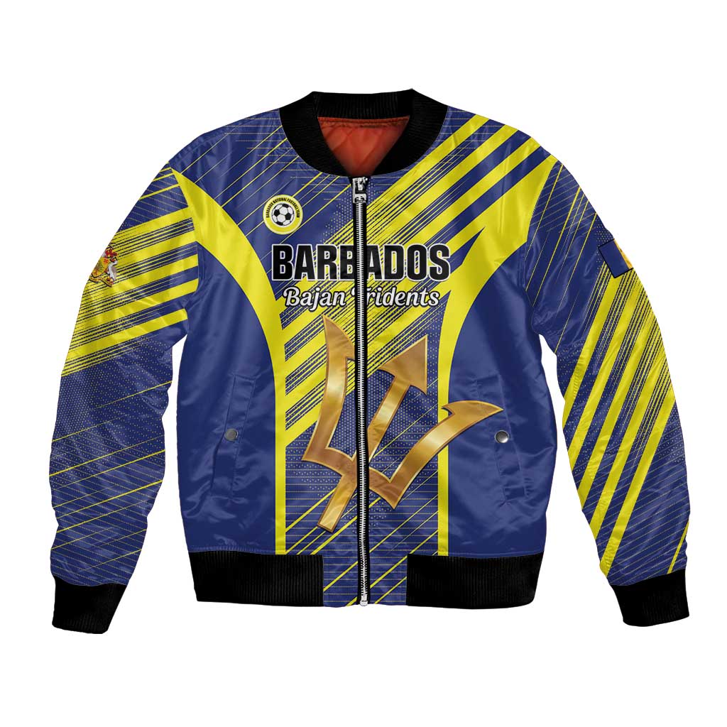 Custom Barbados Football Bomber Jacket Go Champions Bajan Tridents