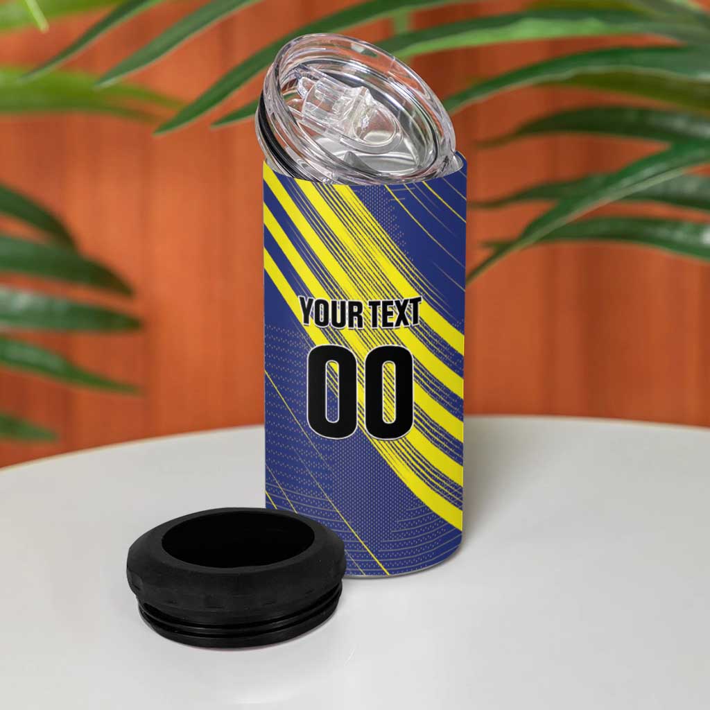 Custom Barbados Football 4 in 1 Can Cooler Tumbler Go Champions Bajan Tridents