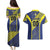 Custom Barbados Football Couples Matching Puletasi and Hawaiian Shirt Go Champions Bajan Tridents