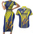 Custom Barbados Football Couples Matching Short Sleeve Bodycon Dress and Hawaiian Shirt Go Champions Bajan Tridents