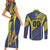 Custom Barbados Football Couples Matching Short Sleeve Bodycon Dress and Long Sleeve Button Shirt Go Champions Bajan Tridents