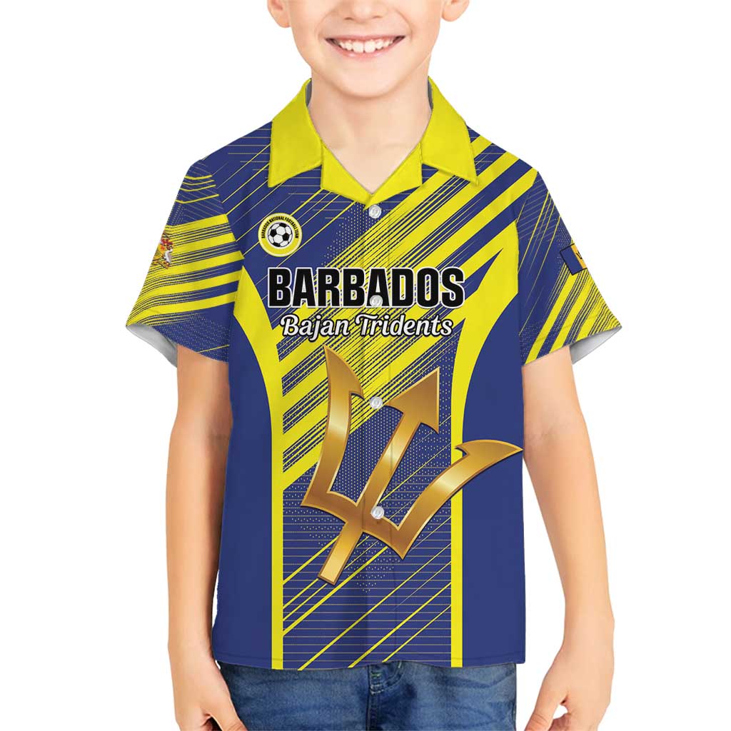 Custom Barbados Football Family Matching Long Sleeve Bodycon Dress and Hawaiian Shirt Go Champions Bajan Tridents