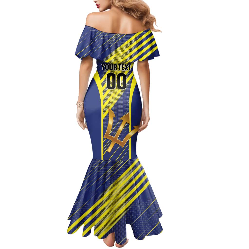 Custom Barbados Football Family Matching Mermaid Dress and Hawaiian Shirt Go Champions Bajan Tridents