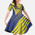 Custom Barbados Football Family Matching Off The Shoulder Long Sleeve Dress and Hawaiian Shirt Go Champions Bajan Tridents