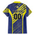 Custom Barbados Football Family Matching Off The Shoulder Long Sleeve Dress and Hawaiian Shirt Go Champions Bajan Tridents