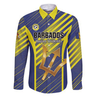 Custom Barbados Football Family Matching Off Shoulder Short Dress and Hawaiian Shirt Go Champions Bajan Tridents