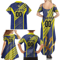 Custom Barbados Football Family Matching Summer Maxi Dress and Hawaiian Shirt Go Champions Bajan Tridents