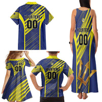 Custom Barbados Football Family Matching Tank Maxi Dress and Hawaiian Shirt Go Champions Bajan Tridents