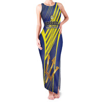 Custom Barbados Football Family Matching Tank Maxi Dress and Hawaiian Shirt Go Champions Bajan Tridents