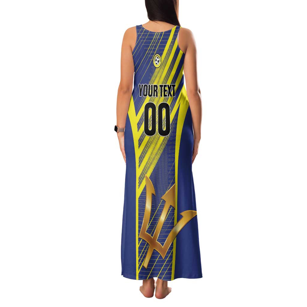 Custom Barbados Football Family Matching Tank Maxi Dress and Hawaiian Shirt Go Champions Bajan Tridents