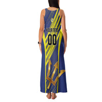 Custom Barbados Football Family Matching Tank Maxi Dress and Hawaiian Shirt Go Champions Bajan Tridents