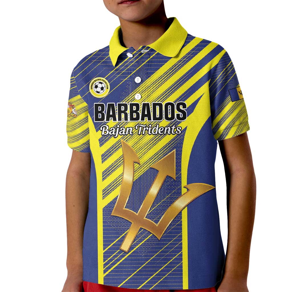 Custom Barbados Football Kid Polo Shirt Go Champions Bajan Tridents