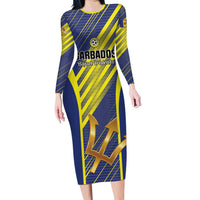 Custom Barbados Football Long Sleeve Bodycon Dress Go Champions Bajan Tridents