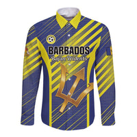 Custom Barbados Football Long Sleeve Button Shirt Go Champions Bajan Tridents