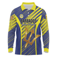 Custom Barbados Football Long Sleeve Polo Shirt Go Champions Bajan Tridents