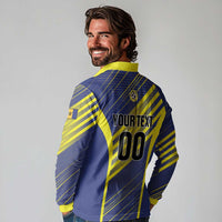 Custom Barbados Football Long Sleeve Polo Shirt Go Champions Bajan Tridents