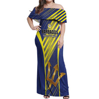 Custom Barbados Football Off Shoulder Maxi Dress Go Champions Bajan Tridents
