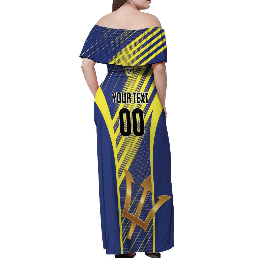 Custom Barbados Football Off Shoulder Maxi Dress Go Champions Bajan Tridents
