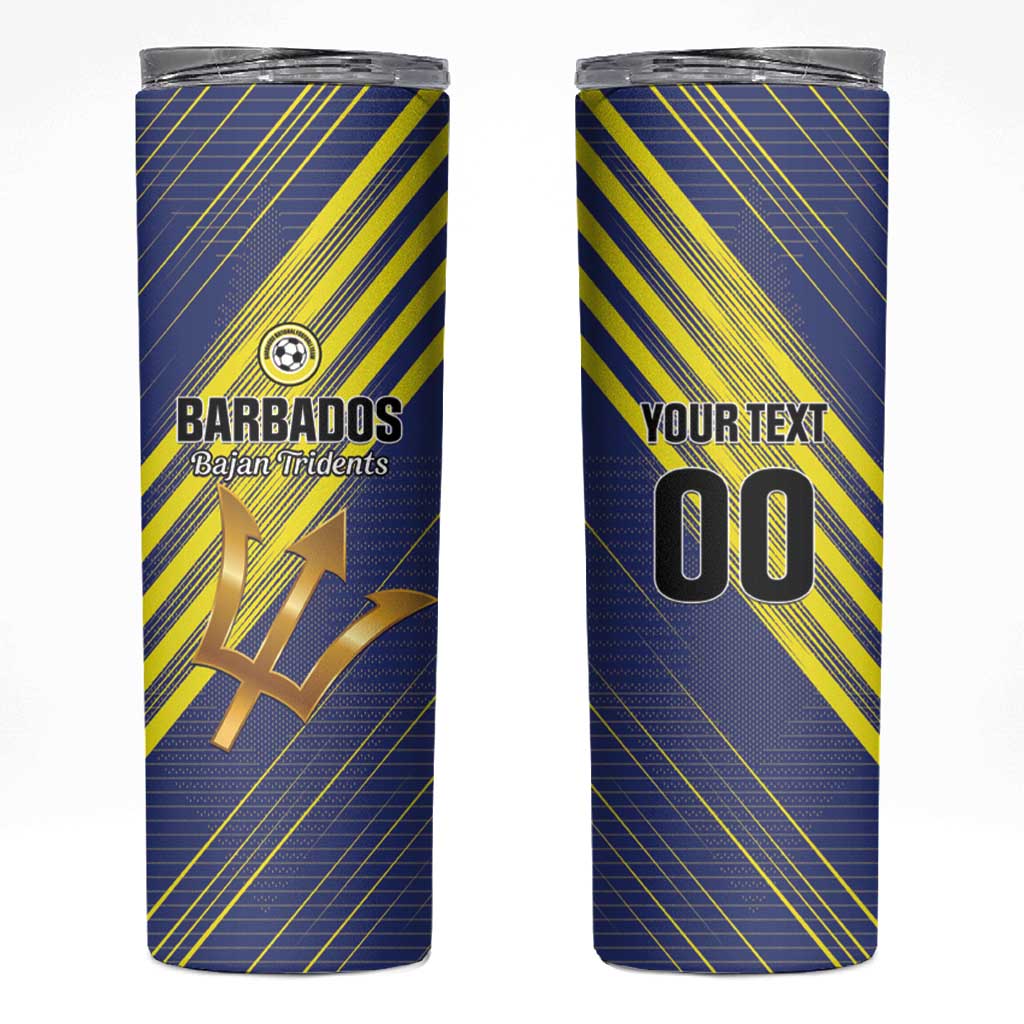 Custom Barbados Football Skinny Tumbler Go Champions Bajan Tridents