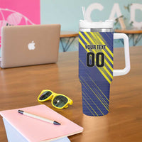 Custom Barbados Football Tumbler With Handle Go Champions Bajan Tridents